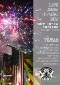 City of Elkins Annual Fireworks Show at Bunch Park @ Bunch Park | Elkins | Arkansas | United States
